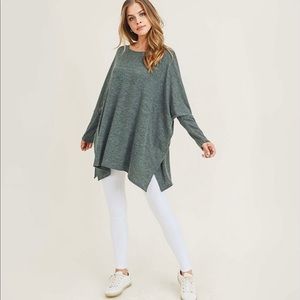 Forest Green oversized dolman sleeve tunic top